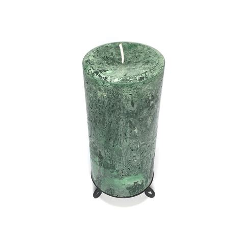 Green Rustic Unscented Pillar Candle Choose Size Handmade