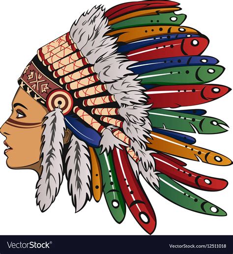 Girl In Indian Headdress Royalty Free Vector Image