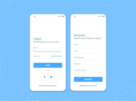 Login And Register Screen Search By Muzli