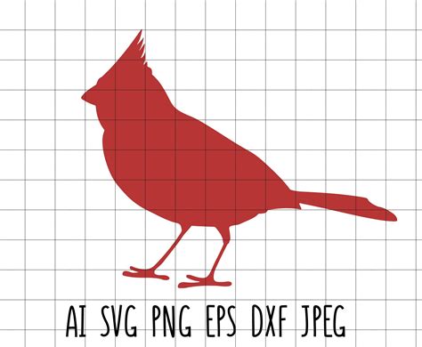 Cute Cardinal Red Bird Silhoutte Vector Clip Art Cutting File Etsy