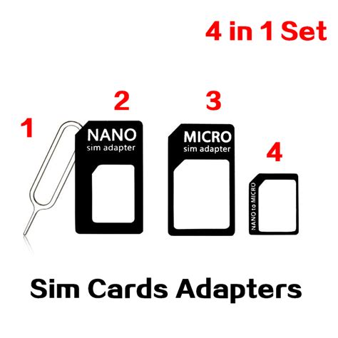10pcslot 4 In 1 Set Nano Sim Card Micro Sim Card Adapter To Standard