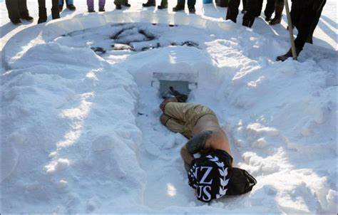 Iceman Survives Burial Almost Naked In Snow Grave For Minutes In Bizarre Valentines Day Stunt