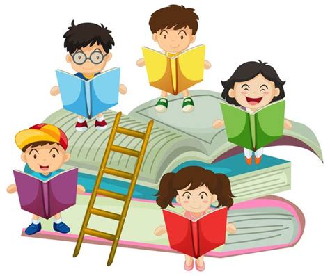 Muchos Niños Leyendo Libros 367481 Vector En Vecteezy