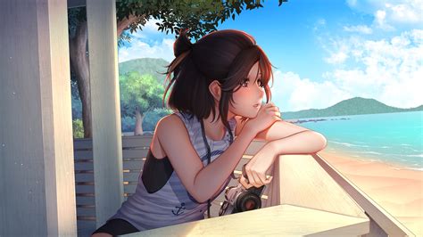 Download 1536x2048 Anime Girl Summer Cannon Looking Away Semi