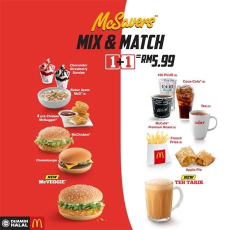 Mcd malaysia just release new japanese themed menu including samurai burger, green tea mcflurry, melon dessert ice cream, yuzu cream cheese pie, and more. McDonald's Malaysia McSavers Mix & Match