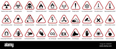 Set Of Hazard Warning Signs Caution Danger Symbol Vector Illustration