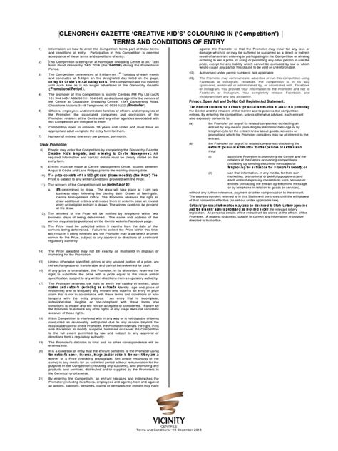 Terms And Conditions Template 23 Pdf Competition Virtue