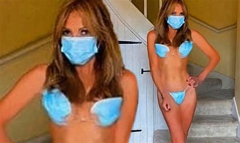 Lizzie Cundy Puts On A Racy Display In A Bikini Made Out Of Face Masks