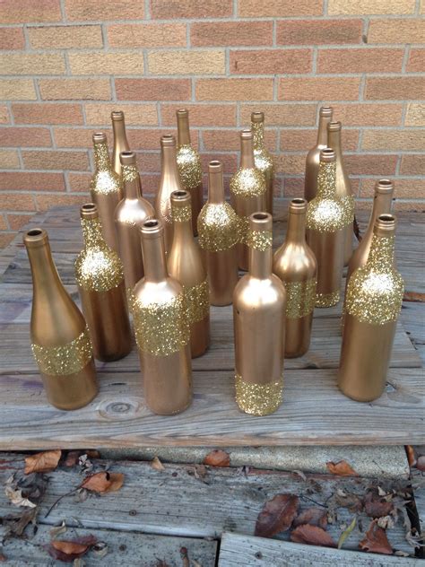 More Gold Glitter Wine Bottles For Centerpieces Modge Podge Does The