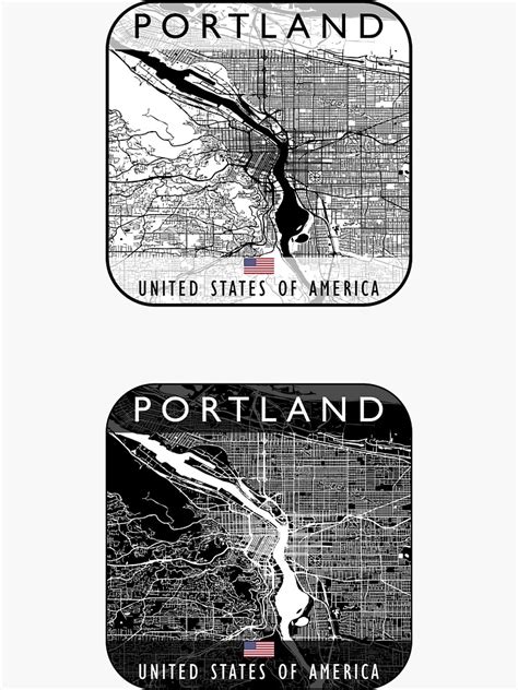 Portland Map Usa Sticker Pack Sticker For Sale By Hatimelhag Redbubble