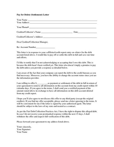 Settlement Letter Sample
