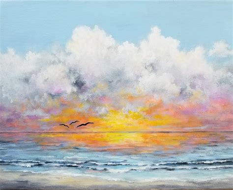 Ocean Sunset Painting By Roseanne Schellenberger Pixels