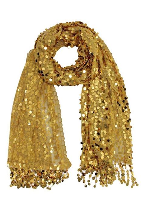 Sequin Shawl Wrap With Fringe Gold Shawl Sparkly Scarf Gold Scarf