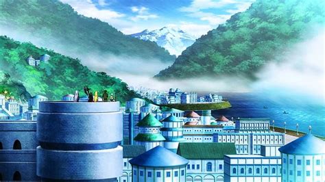 Anime Fantasy City Scenery Mountains Anime Mountain Fantasy City