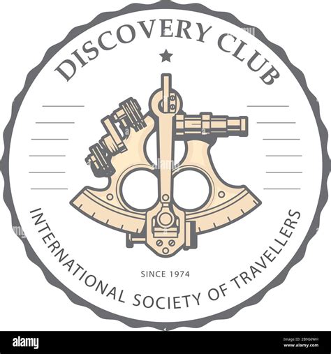 sextant emblem for discovery club navigation astrolabe logo vintage nautical navigation