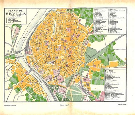 Seville Vintage City Plan Street Map Spain Wall Decor Street Map