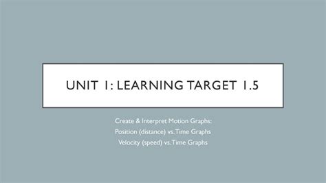 Unit 1 Learning Target 1 5 Create Interpret Motion Graphs Ppt