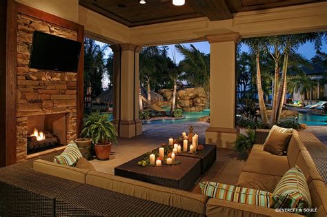 Florida Room Designs Pool Tropical With Outdoor Fireplace Outdoor