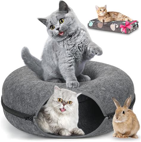Homagico Cat Tunnel Bedpeekaboo Cat Cave With Pet Blanket