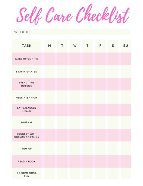 Self Care Checklist Printable Instant Download Etsy