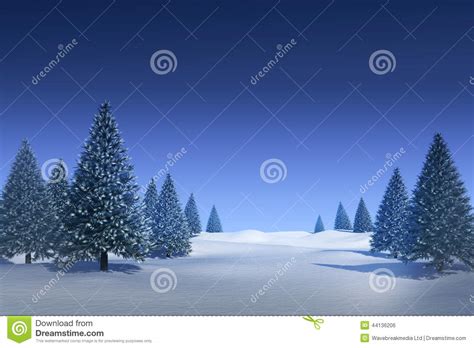 Snowy Landscape With Fir Trees Stock Illustration Illustration Of