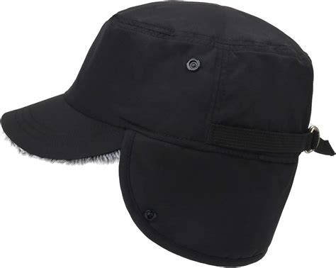 Connectyle Mens Winter Hat With Brim Warm Earflaps Hat Faux Fur