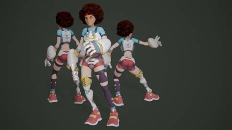 3d model sci fi girl rigged game ready character vr ar low poly cgtrader