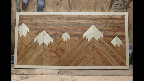 Adorable mini geometric wood art with mountains and sky. Wood Pallet Mountain Picture #handmade #crafts #HowTo #DIY ...