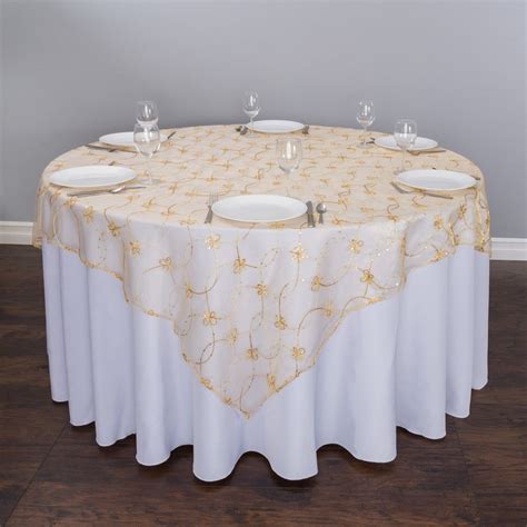 In Wildflower Embroidered Organza Overlay Gold Table Overlays Overlays Gold