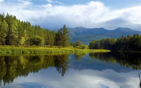 Wallpaper Trees Landscape Forest Lake Reflection Grass Sky