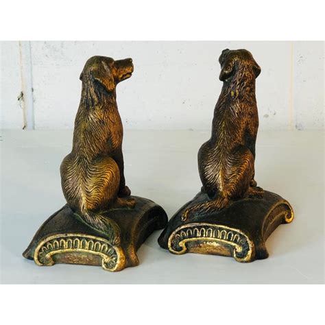 Vintage 1960s Gold Wood Sitting Dog Bookends Pair Chairish