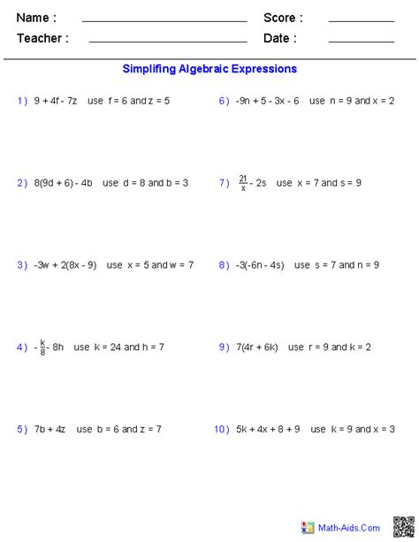 Finding the value of the expression is easier than you think! Evaluating Algebraic Expressions Worksheet Answer Key ...