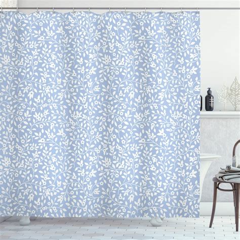 Blue And White Shower Curtain Ditsy Revival Style With Rural