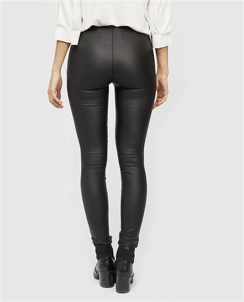 Legging Encerado Negro De Mujer Con Cierre De Cremallera · Object