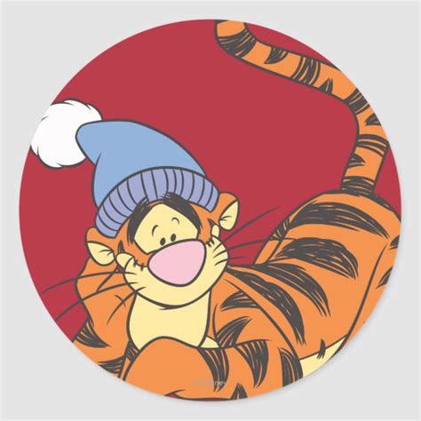 Winnie The Pooh Tigger With Hat Classic Round Sticker Zazzle Com In