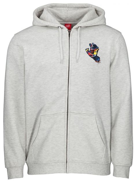 Santa Cruz Zip Primary Hand Zip Hoodie Athletic Heather Gosk8