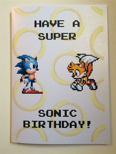 Sonic The Hedgehog Birthdaygreetings Card 8 Bit By Nerdycards