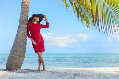 Young Woman On The Tropical Beach In Style Stock Image Image Of