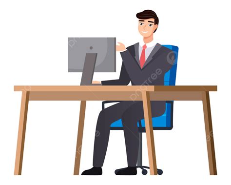 Office Staff Vector Art Png Office Staff Man Business Sitting View