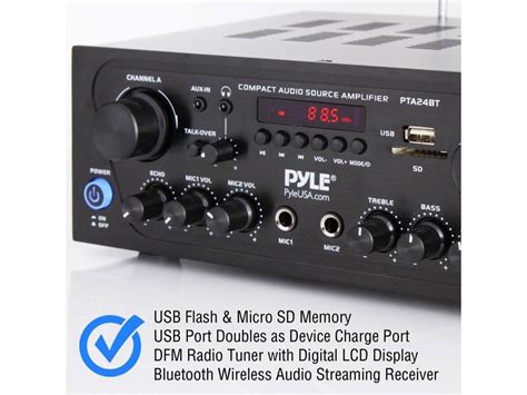 Pyle Pta24bt 250w 2 Channel Compact Bluetooth Home Audio Amplifier With