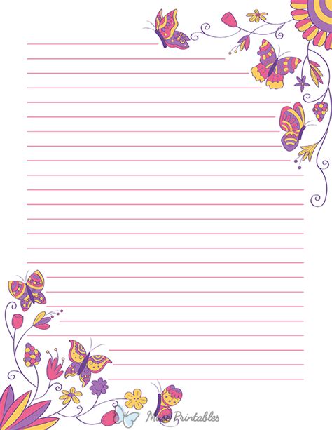 Printable Floral Butterfly Stationery