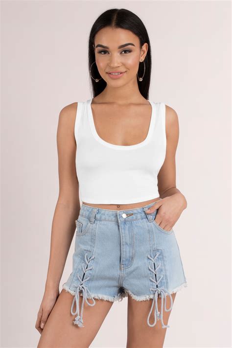 Cute White Top Scoop Neck Top White Top White Basic Top 9 Tobi Us