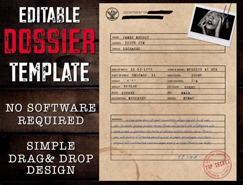 Editable Dossier Template No Software Required Edit In Etsy Uk