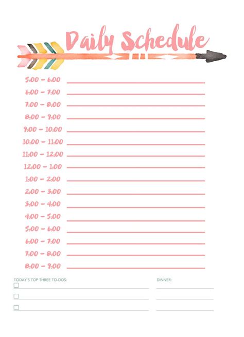 Kids Student Calendar Planner Printable Editable Template Girl Daily
