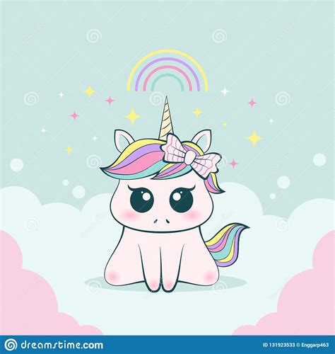 Cute Baby Unicorn Innocent And Adorable Expression Stock Vector