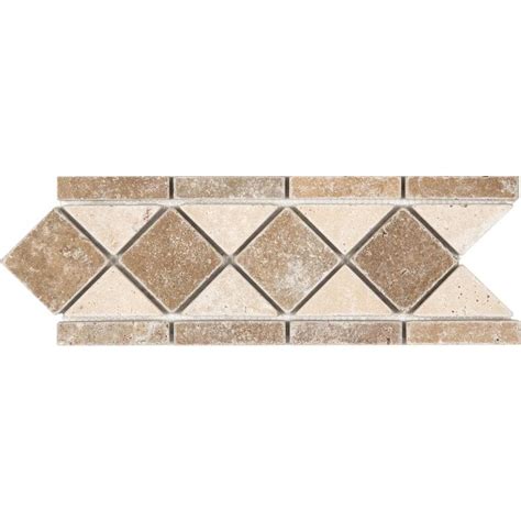Anatolia Tile Noce And Chiaro Travertine Listello Tile Common 4 In X