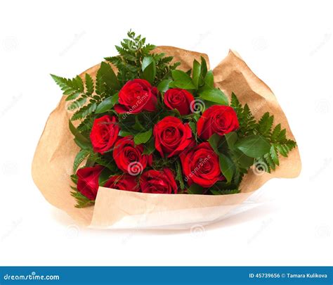 Bunch Of Red Roses In Florist Wrapping Stock Photo Image Of Life