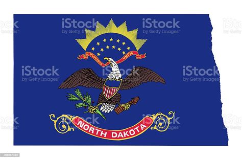 State Of North Dakota Flag Map Stock Illustration Download Image Now