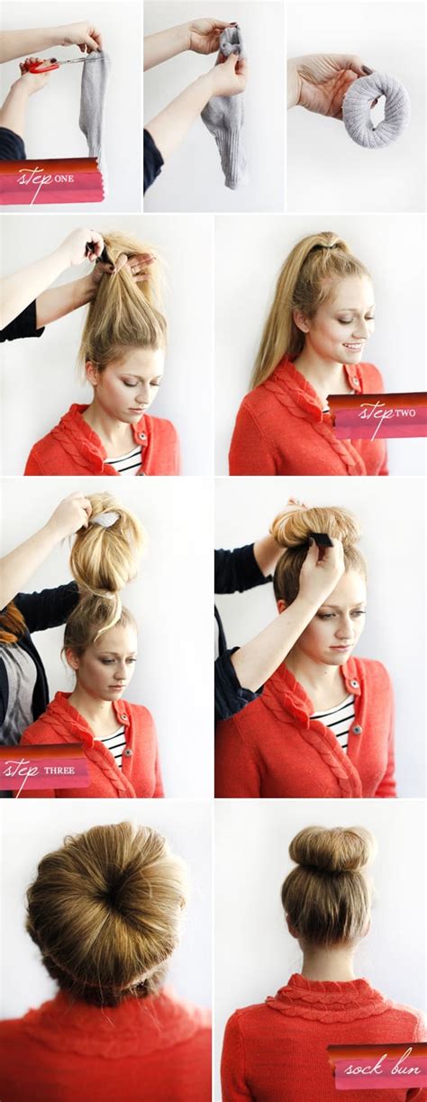 hair tutorial diy sock bun