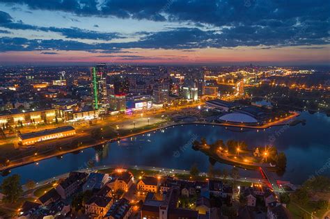 Premium Aerial Of Minsk Belarus At The Night Hd Wallpaper Peakpx